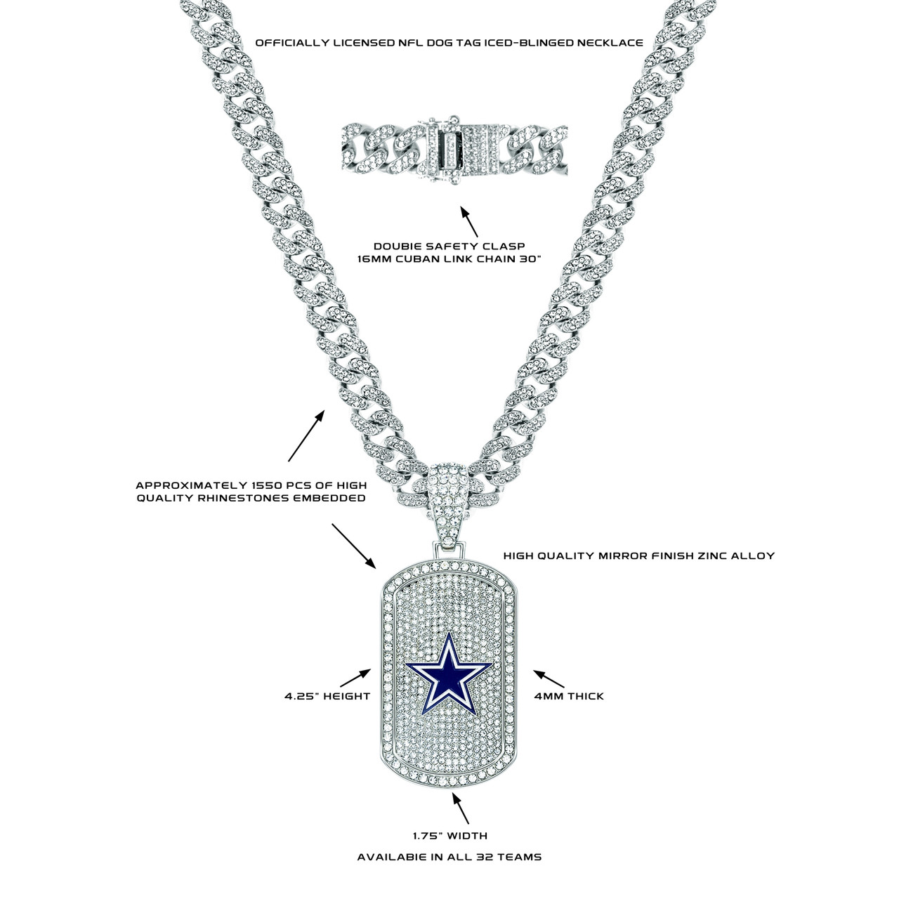 Dallas cowboys dog tag necklace clearance
