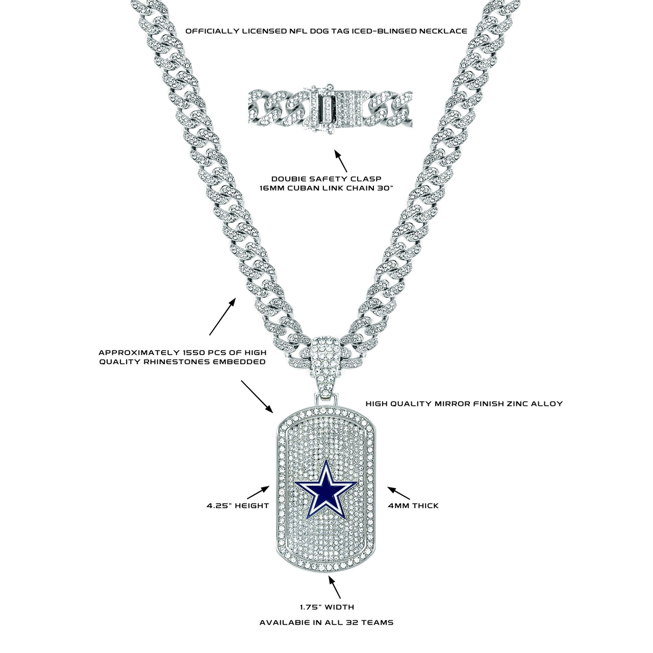 COLLAR DE ETIQUETA DE PERRO BLING DALLAS COWBOYS