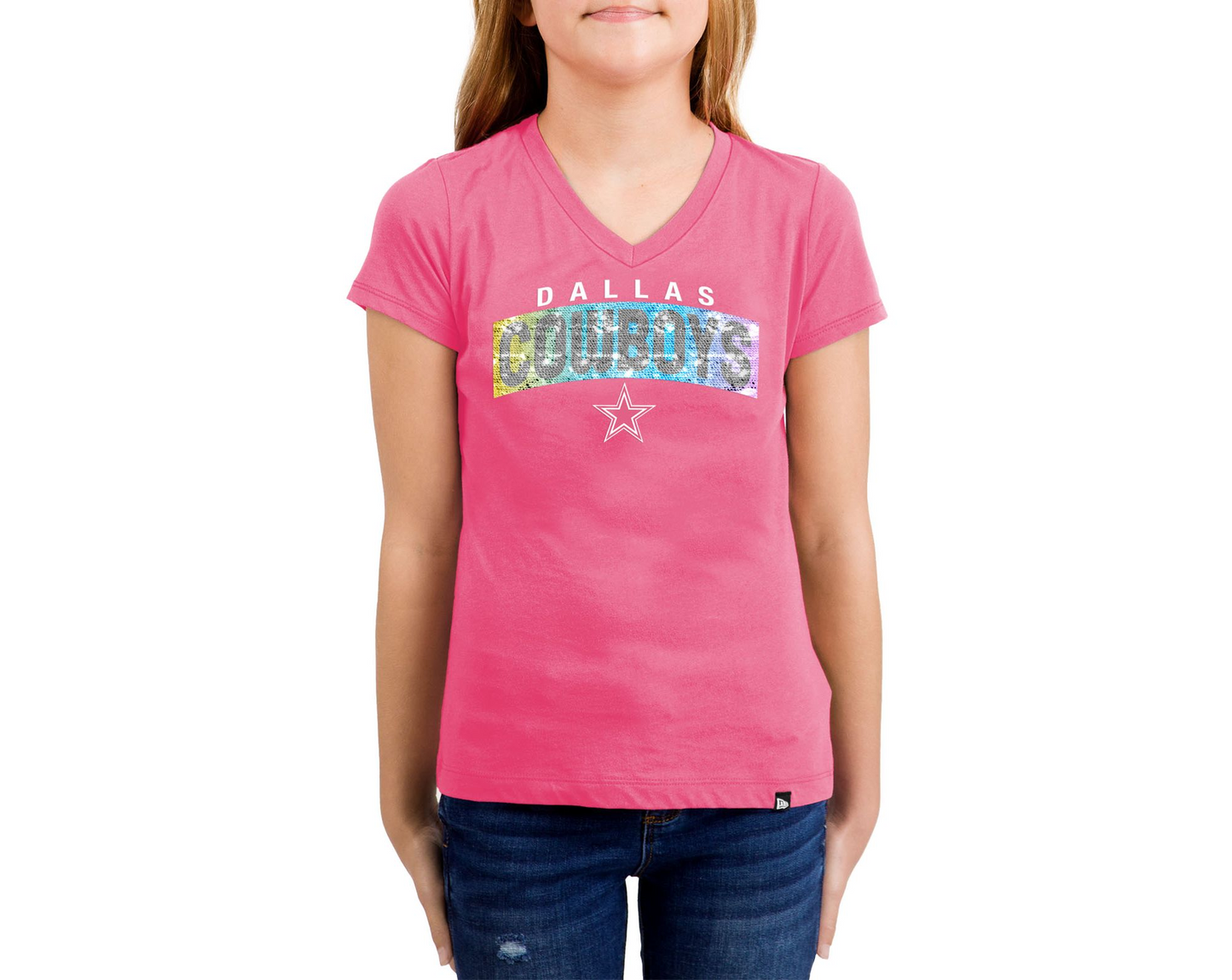 CAMISETA CON LENTEJUELAS FLIP DALLAS COWBOYS NIÑA - ROSA 