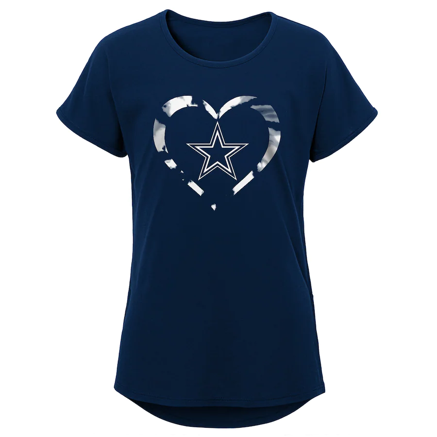 DALLAS COWBOYS GIRLS TIE DYE HEART T-SHIRT