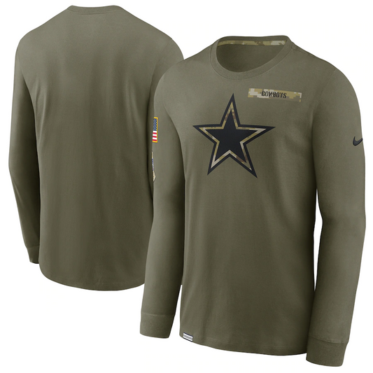 DALLAS COWBOYS CAMISETA TÉRMICA DE MANGA LARGA 2021 SALUTE TO SERVICE PARA HOMBRE