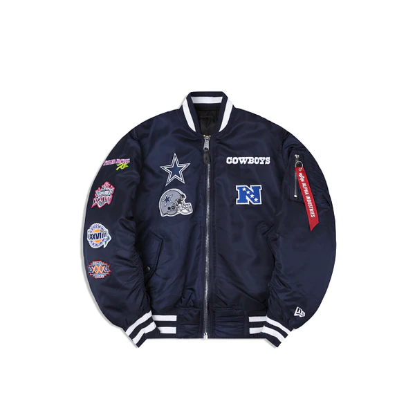 DALLAS COWBOYS NEW ERA ALPHA INDUSTRIES REVERSIBLE BOMBER JACKET