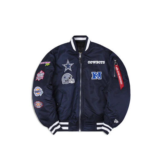 DALLAS COWBOYS NEW ERA ALPHA INDUSTRIES REVERSIBLE BOMBER JACKET