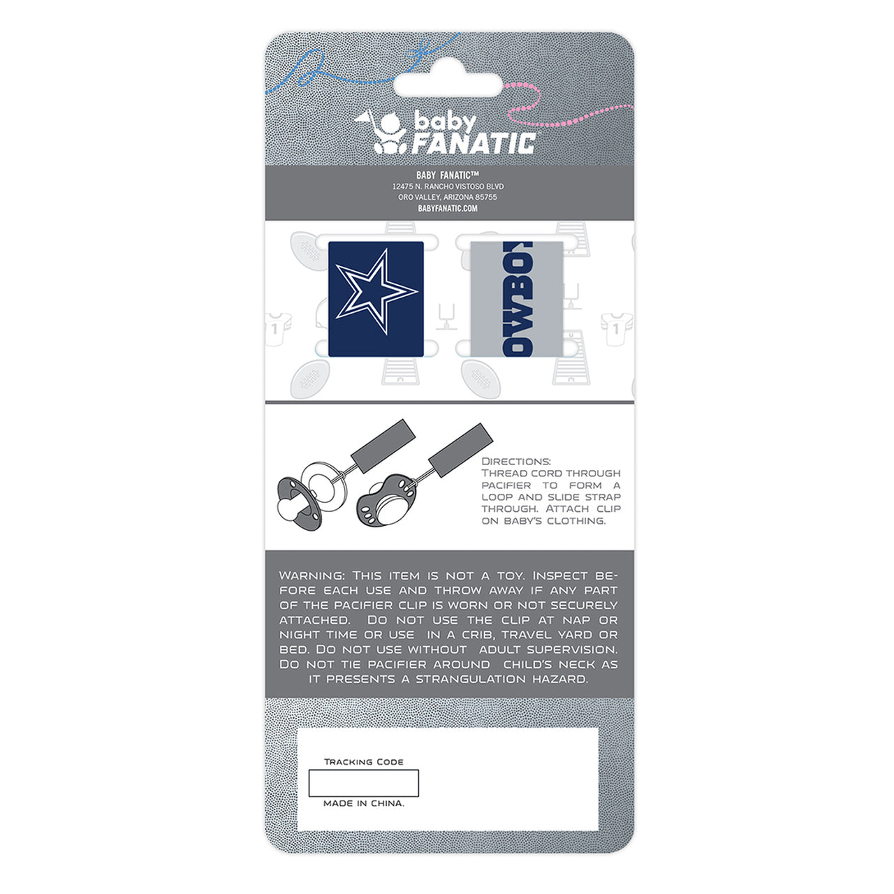 DALLAS COWBOYS PACIFIER CLIP SET