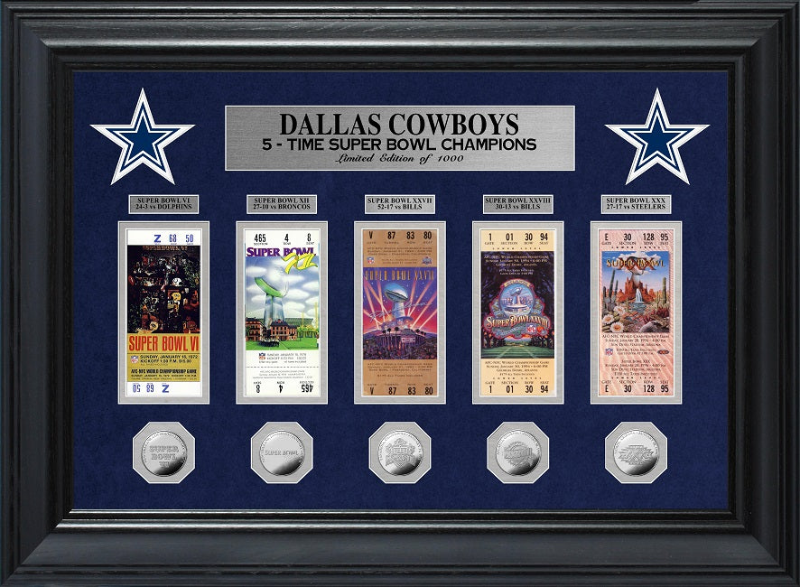DALLAS COWBOYS SUPER BOWL CHAMPIONS DELUXE GOLD COIN TICKET COLLECTION