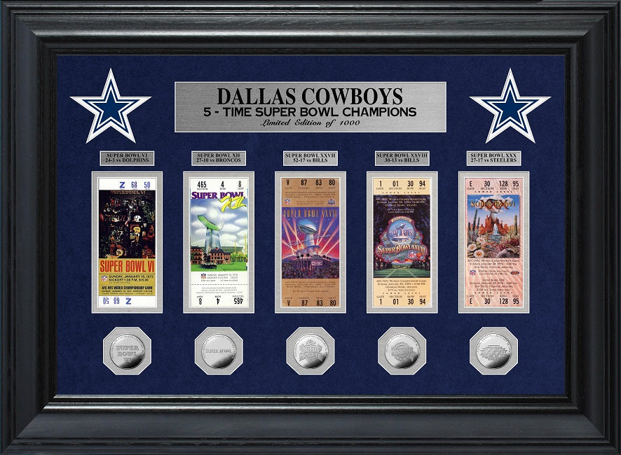 DALLAS COWBOYS SUPER BOWL CHAMPIONS DELUXE GOLD COIN TICKET COLLECTION