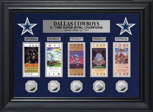 COLECCIÓN DE BOLETOS CON MONEDAS DE ORO DELUXE DE LOS CAMPEONES DEL SUPER BOWL DE LOS DALLAS COWBOYS