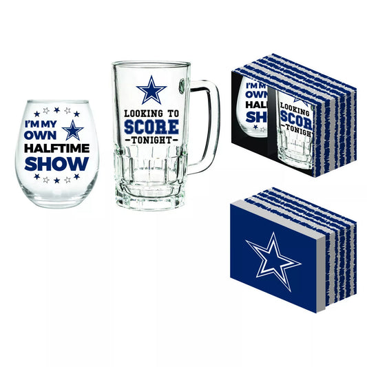 DALLAS COWBOYS WINE AND BEER SET