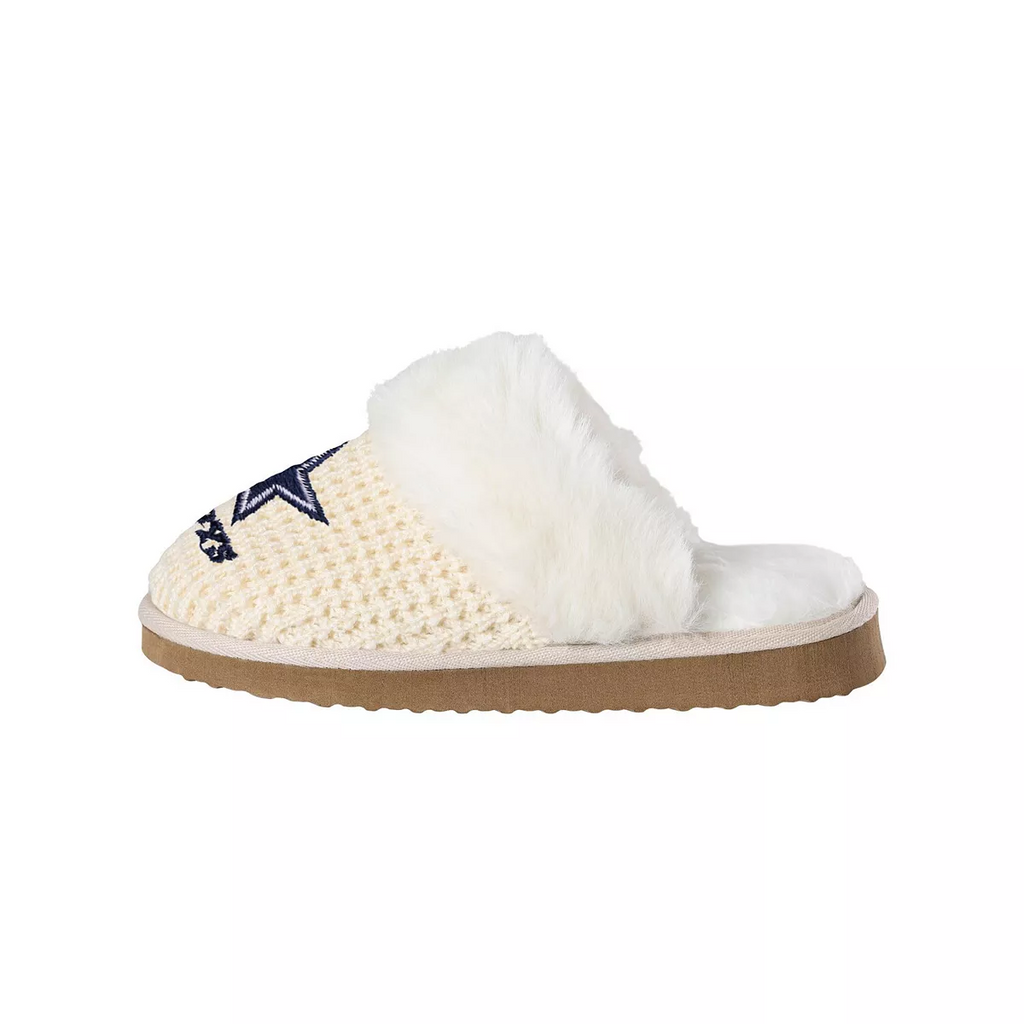 DALLAS COWBOYS WOMEN'S CREAM FAUX FUR SLIPPER
