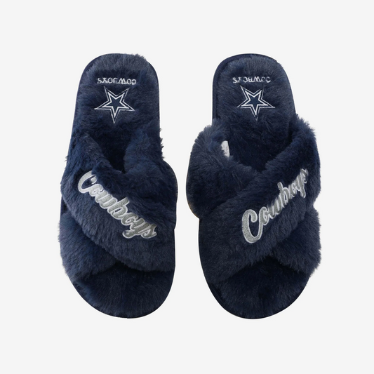 DALLAS COWBOYS WOMEN'S SCRIPT CROSS SLIPPERS