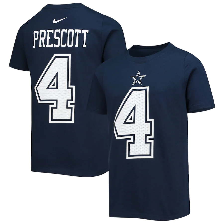 DALLAS COWBOYS YOUTH DAK PRESCOTT NAME AND NUMBER T-SHIRT