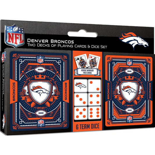 JUEGO DE 2 TARJETAS Y DADOS DE LOS DENVER BRONCOS