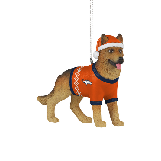 DENVER BRONCOS GERMAN SHEPHERD CHRISTMAS ORNAMENT