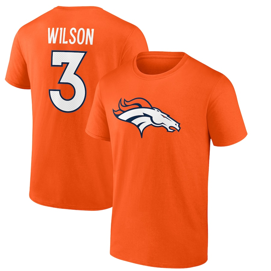 DENVER BRONCOS MEN'S RUSSELL WILSON ICON NAME AND NUMBER T-SHIRT