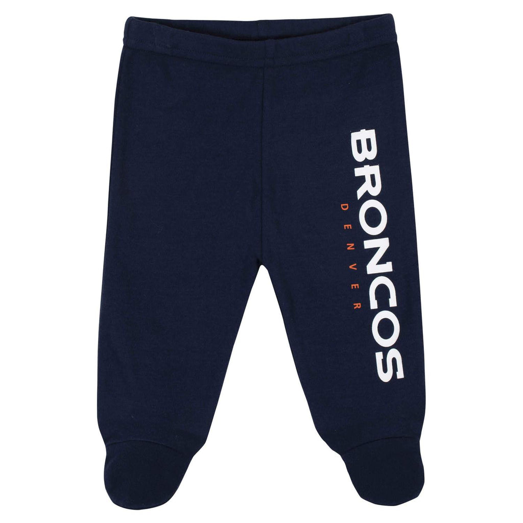 DENVER BRONCOS NEWBORN 3-PIECE FOOTED PAJAMA SET