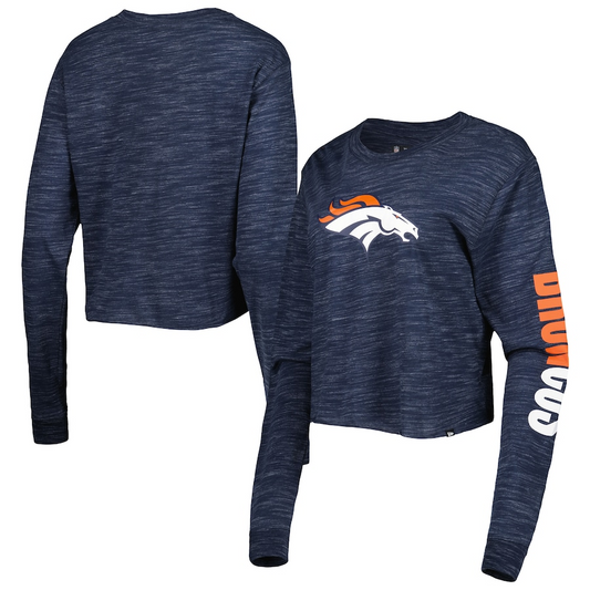 DENVER BRONCOS WOMEN'S SPACE DYE CROP TOP LONG SLEEVE TEE