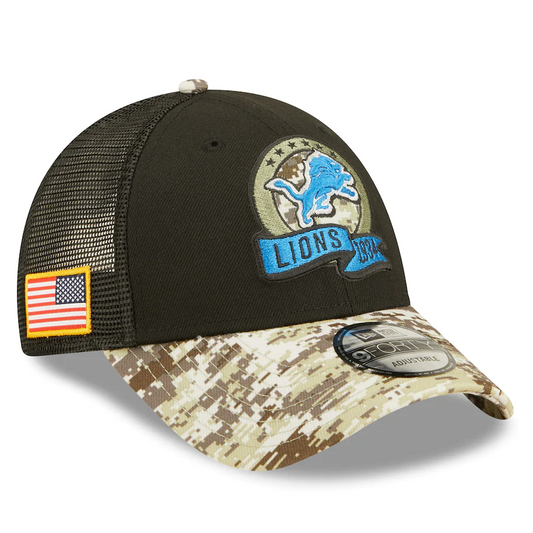 DETROIT LIONS 2022 SALUTE TO SERVICE 9FORTY ADJUSTABLE TRUCKER HAT