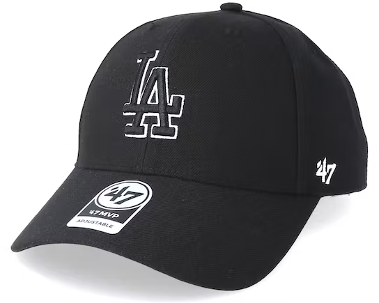 LOS ANGELES DODGERS ADJUSTABLE 47 BRAND CLEAN UP HAT - BLACK/ WHITE