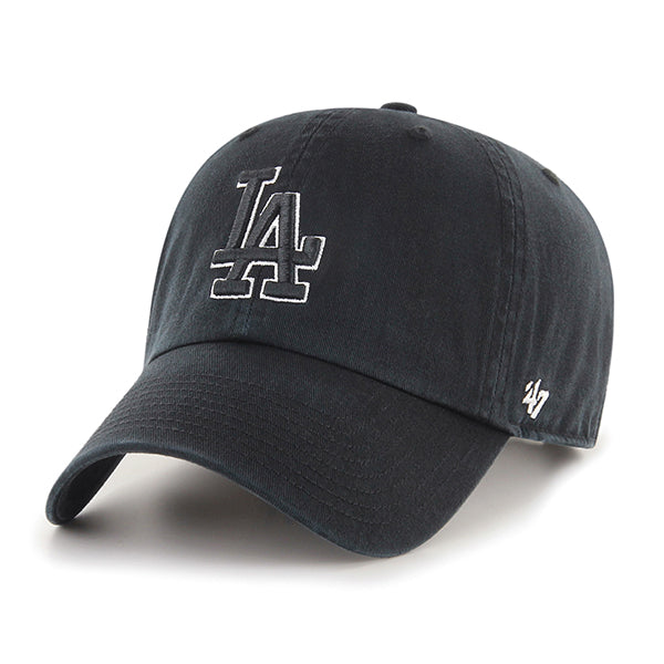 LOS ANGELES DODGERS '47 BRAND CLEAN UP ADJUSTABLE HAT - BLACK/ WHITE OUTLINE