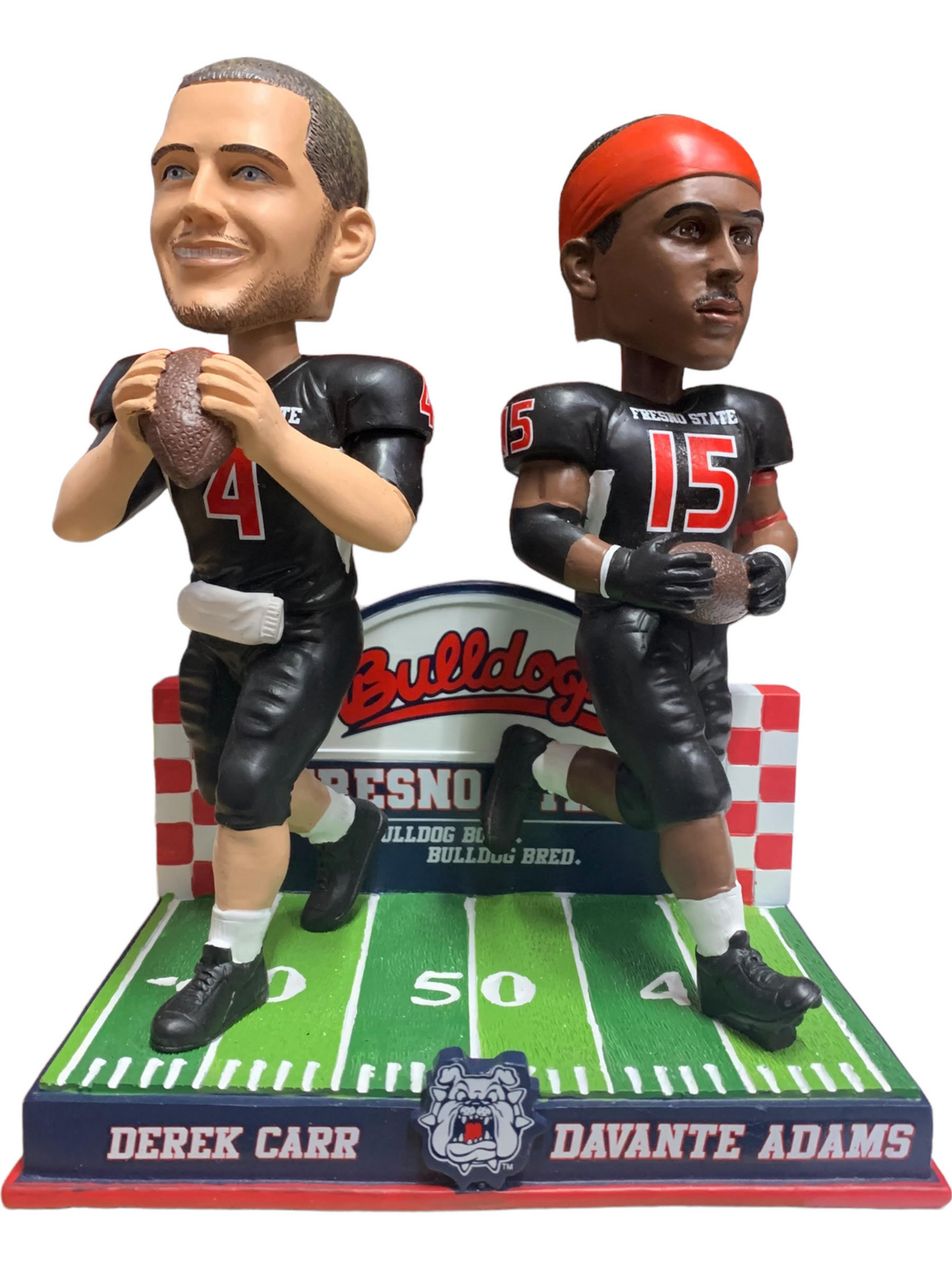 BULLDOGS DEL ESTADO DE FRESNO DAVANTE ADAMS Y DEREK CARR BOBBLEHEAD