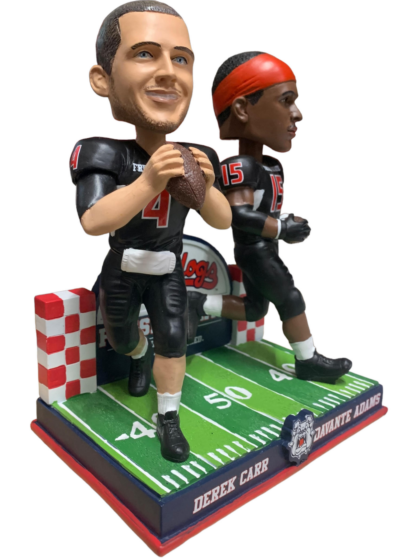 BULLDOGS DEL ESTADO DE FRESNO DAVANTE ADAMS Y DEREK CARR BOBBLEHEAD