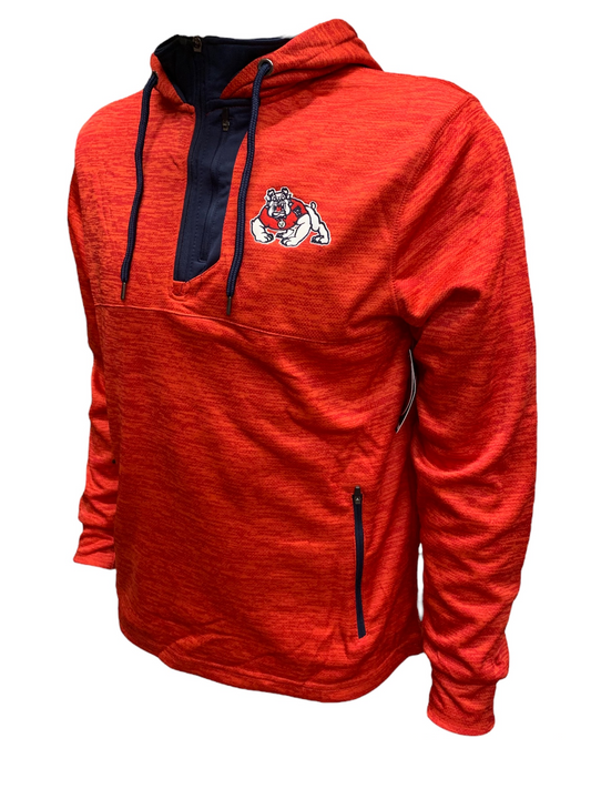 FRESNO STATE BULLDOGS MEN'S BUSHWOOD FLEECE QUARTER-ZIP HOODIE SWEATSHIRT