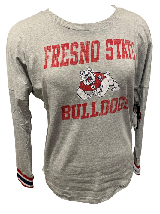 FRESNO STATE BULLDOGS WOMEN'S ANDY RIB TRIM LONG-SLEEVE T-SHIRT