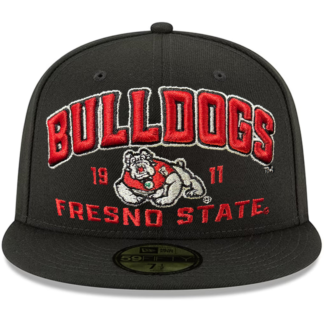 FRESNO STATE BULLDOGS STACKED CUSTOM 59FIFTY FITTED HAT - BLACK