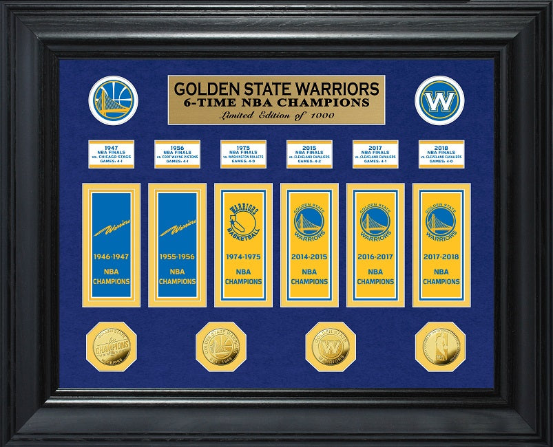 GOLDEN STATE WARRIORS 5-TIME NBA CHAMPIONS DELUXE GOLD COIN & BANNER COLLECTION