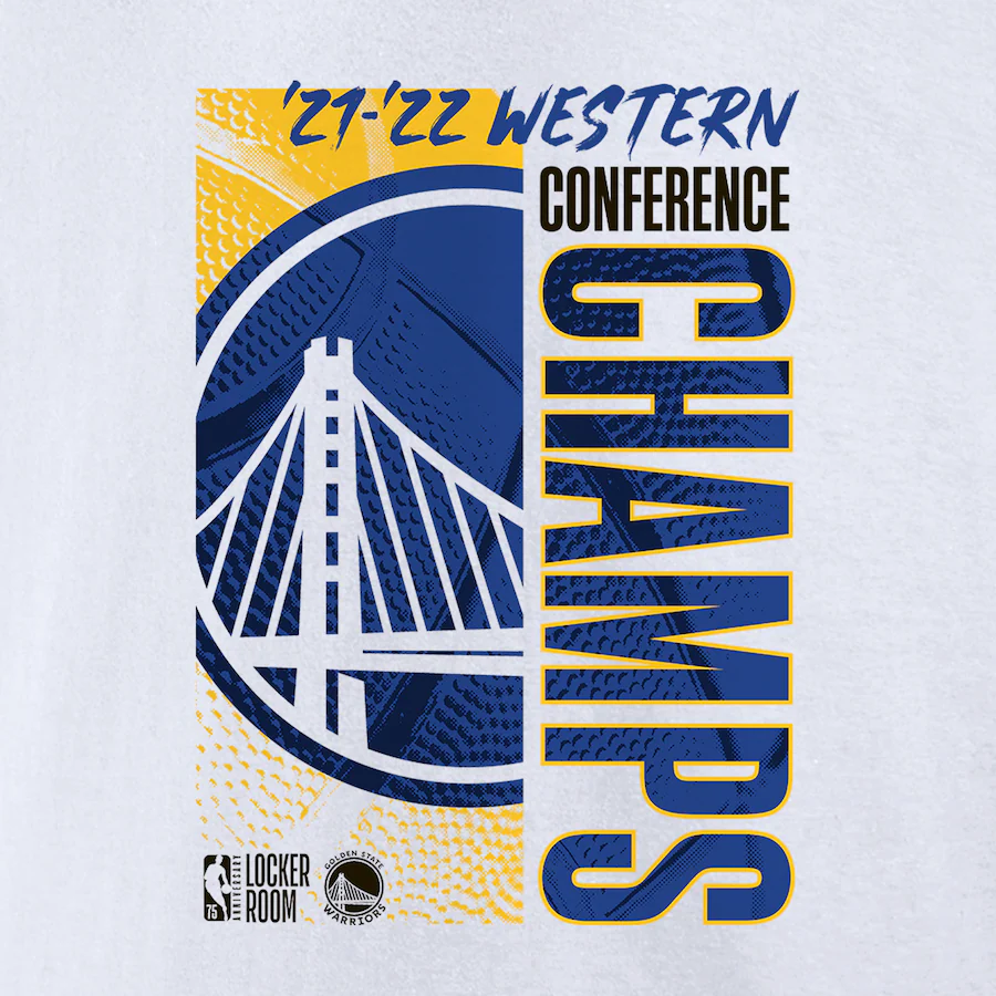 CAMISETA DE LOS CAMPEONES DE LA CONFERENCIA 2022 DE GOLDEN STATE WARRIORS PARA HOMBRE