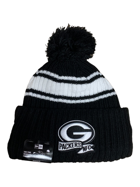 GREEN BAY PACKERS 2022 SIDELINE SPORT CUFFED POM KNIT -BLACK/WHITE