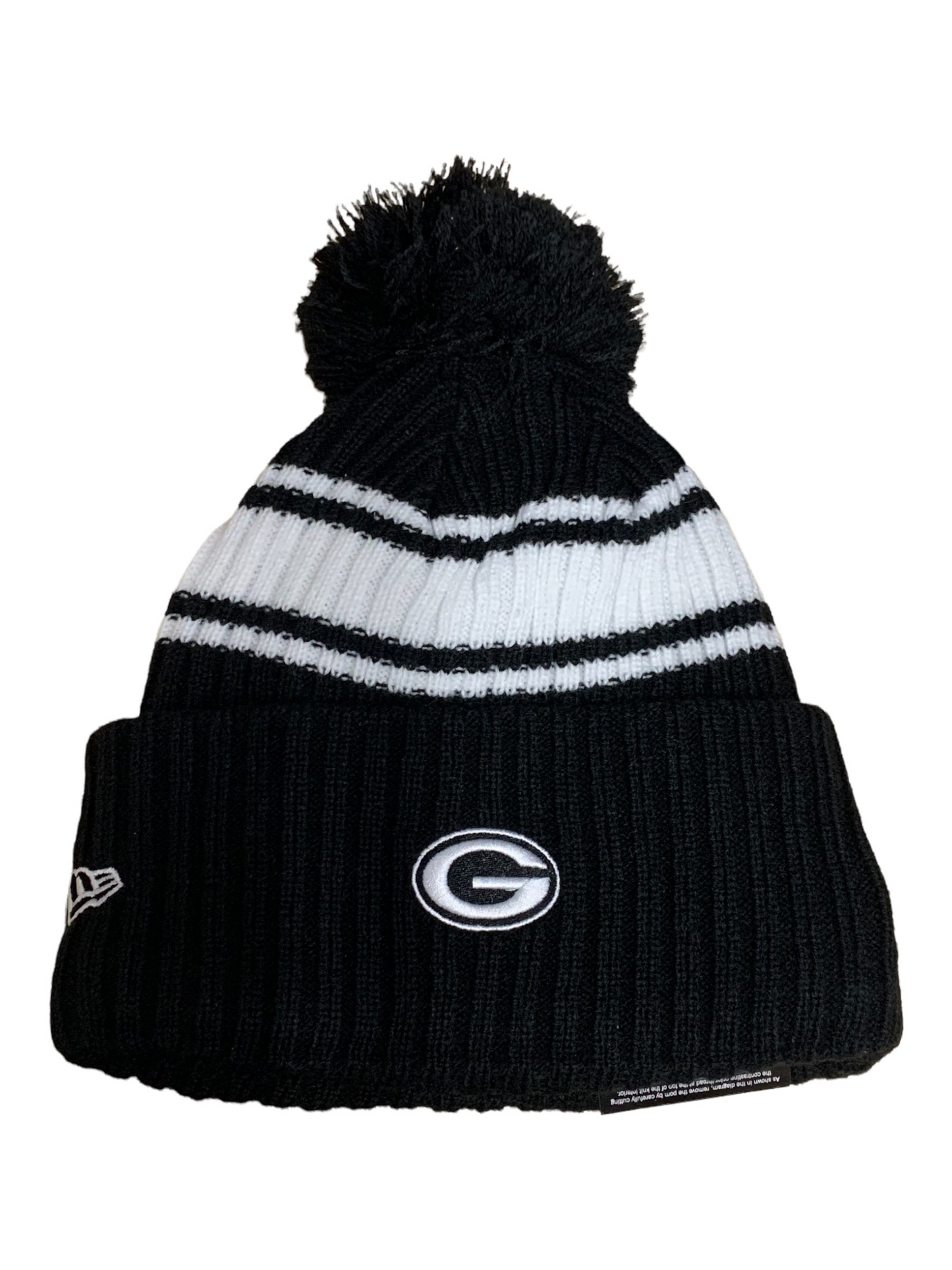 GREEN BAY PACKERS 2022 SIDELINE SPORT CUFFED POM KNIT -BLACK/WHITE