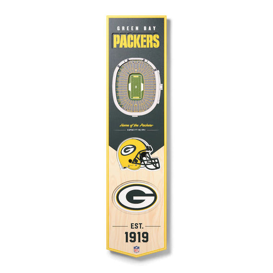 GREEN BAY PACKERS 3D STADIUM VIEW BANNER DE MADERA