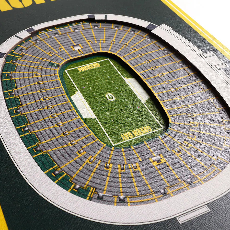 GREEN BAY PACKERS 3D STADIUM VIEW BANNER DE MADERA