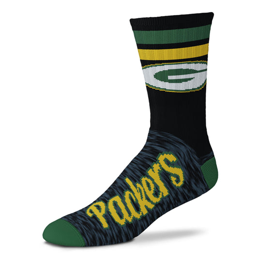 GREEN BAY PACKERS BLACK SCRIPT SOCKS