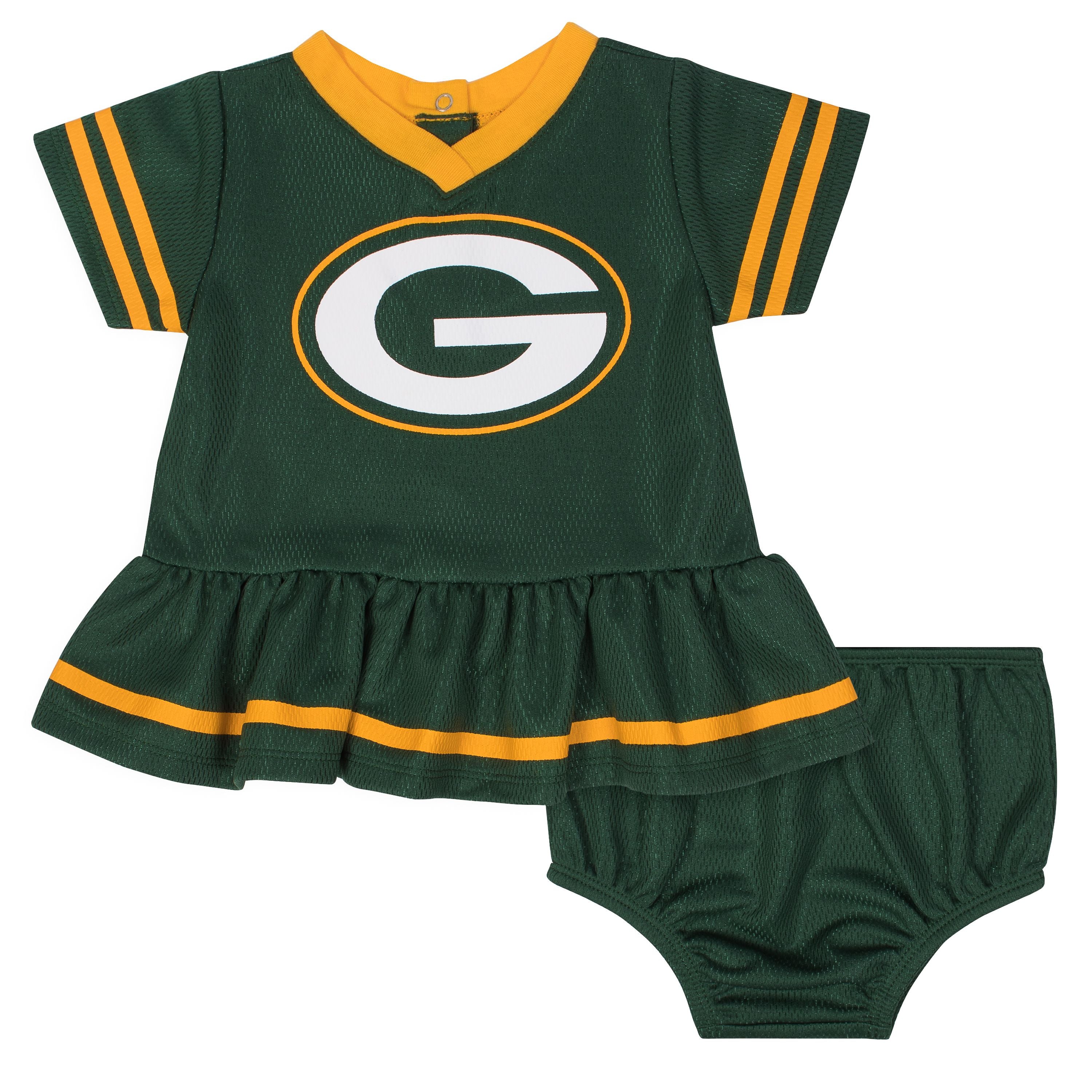 2-Piece Baby Girls Green Bay Packers Dress & Diaper Cover Set