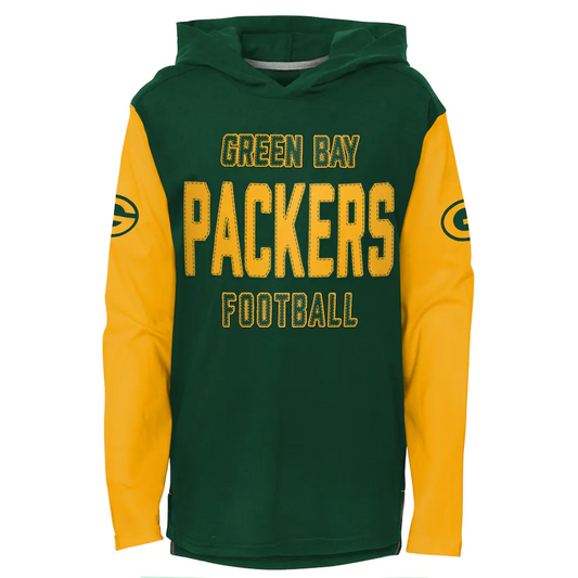 GREEN BAY PACKERS KIDS HERITAGE HOODED LONG SLEEVE T-SHIRT