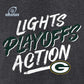 GREEN BAY PACKERS MEN'S 2021 PLAYOFF BOUND LIGHTS ACTION T-SHIRT