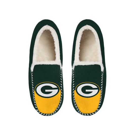 GREEN BAY PACKERS MEN'S COLOR BLOCK MOCCASINS