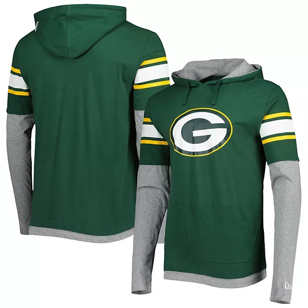 SUDADERA DE HOMBRE DE MANGA LARGA EN 2 TONOS CON CAPUCHA Y CAPUCHA GREEN BAY PACKERS