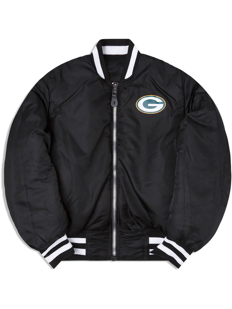 GREEN BAY PACKERS MEN'S NEW ERA ALPHA INDUSTRIES REVERSIBLE BOMBER JACKET