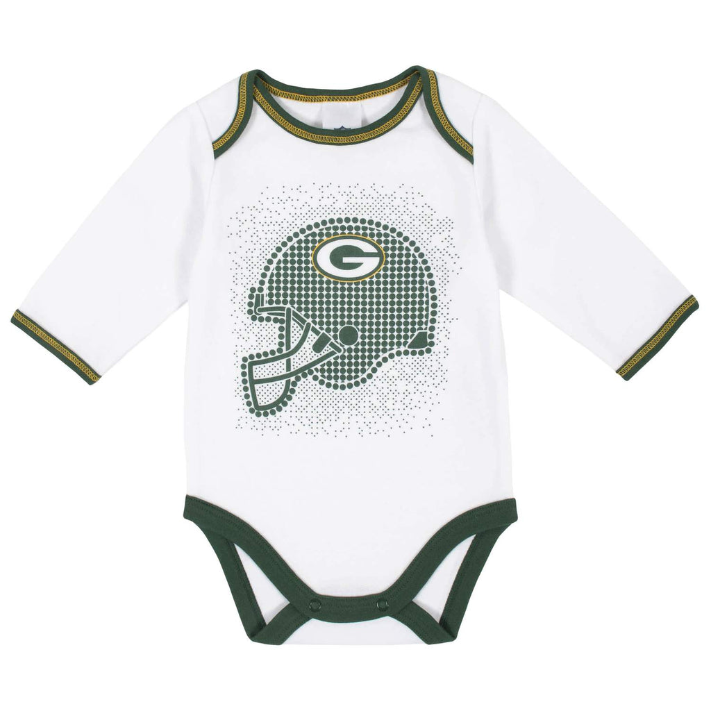 GREEN BAY PACKERS NEWBORN 3-PIECE FOOTED PAJAMA SET