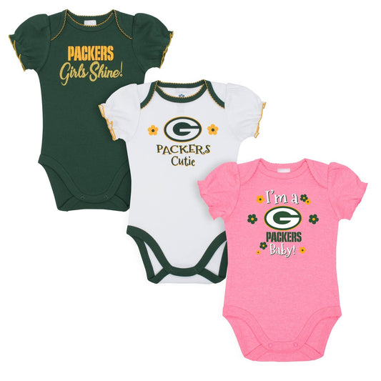 BODY NIÑA RECIÉN NACIDA GREEN BAY PACKERS PACK DE 3