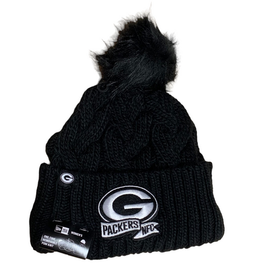 GREEN BAY PACKERS MUJER 2022 SIDELINE CUFFED KNIT - NEGRO/BLANCO