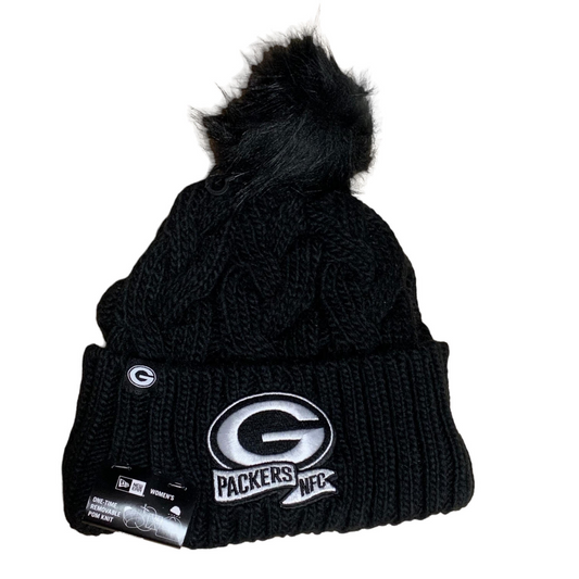 GREEN BAY PACKERS WOMEN'S 2022 SIDELINE CUFFED KNIT - BLACK/WHITE