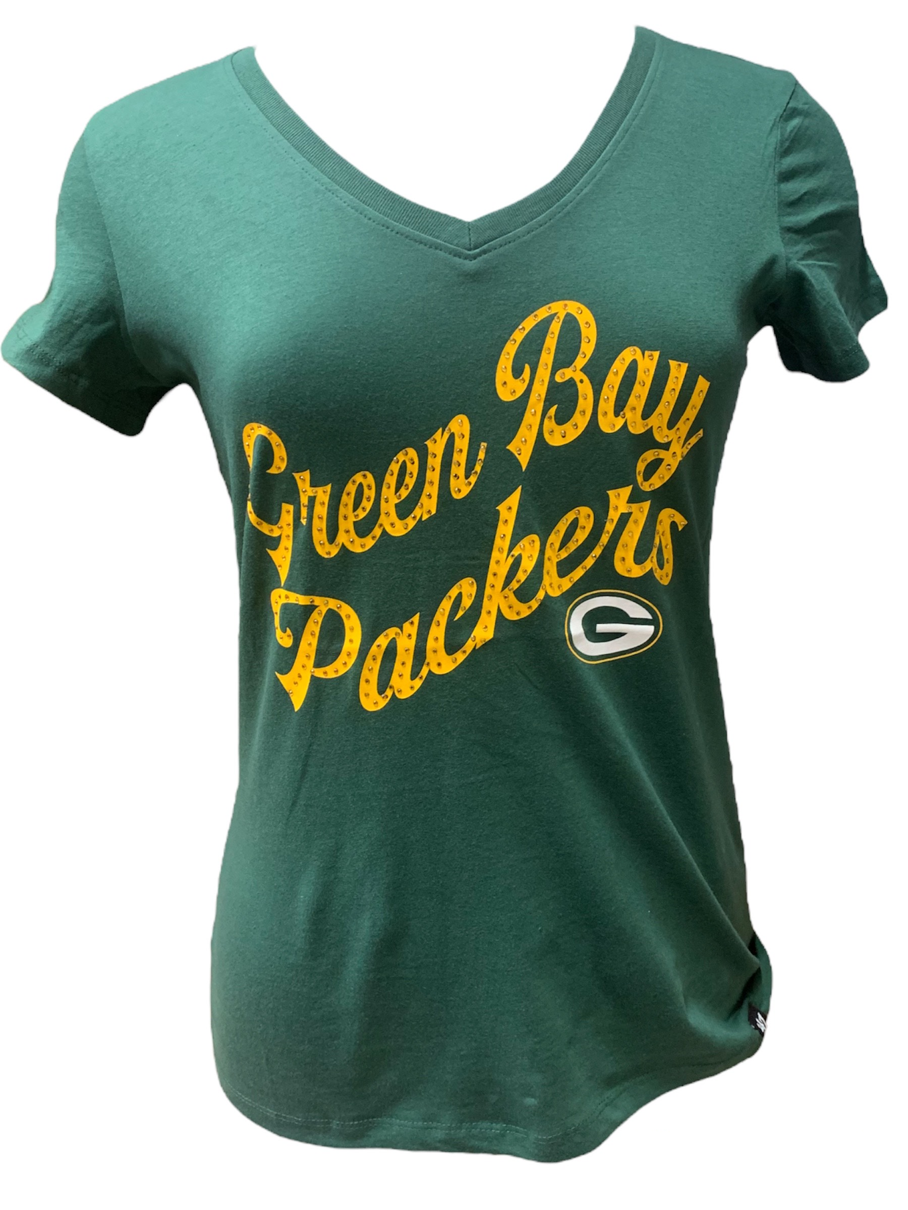 Women's Green Bay Packers 47 Brand Bedazzle T-Shirt Small Green Women's Green Bay Packers 47 Brand Bedazzle T-Shirt Small Green