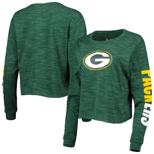 GREEN BAY PACKERS WOMEN'S SPACE DYE CROP TOP LONG SLEEVE