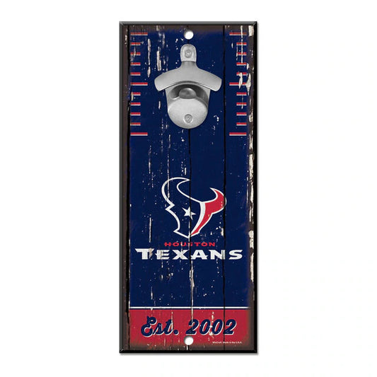 HOUSTON TEXANS WOOD WALL MOUNT BOTTLE OPENER