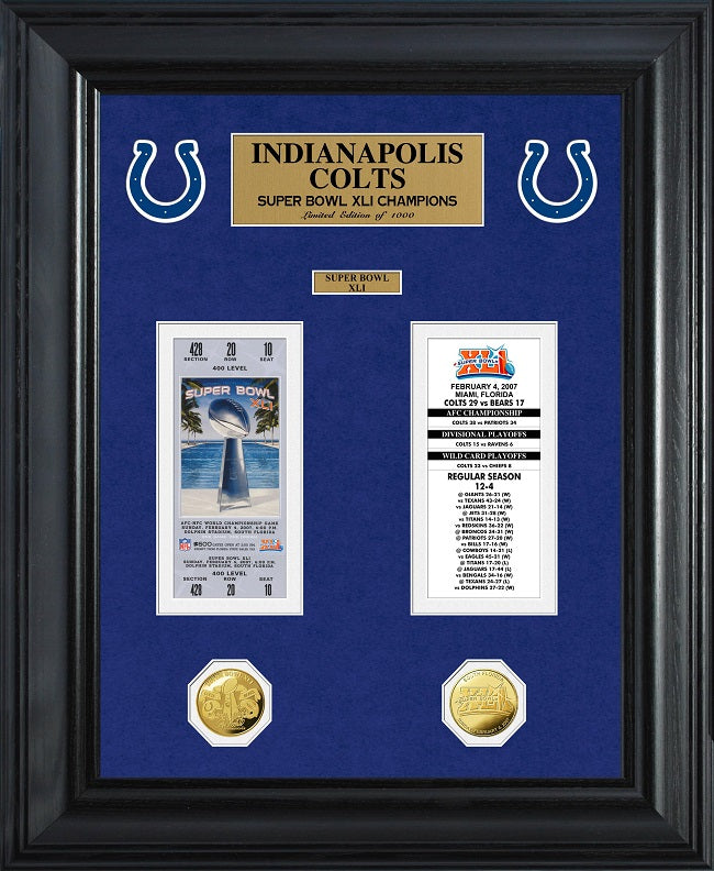 INDIANAPOLIS COLTS SUPER BOWL CHAMPIONS DELUXE GOLD COIN TICKET COLLECTION