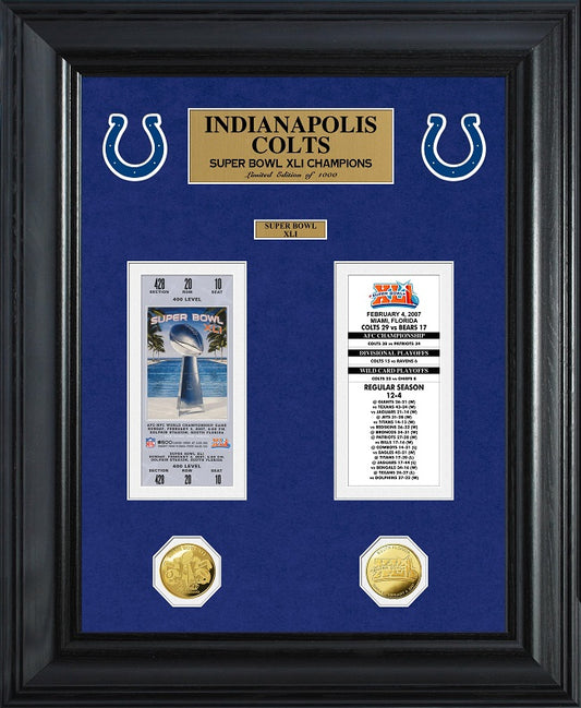 COLECCIÓN DE BOLETOS CON MONEDAS DE ORO DELUXE DE LOS CAMPEONES DEL SUPER BOWL DE INDIANAPOLIS COLTS